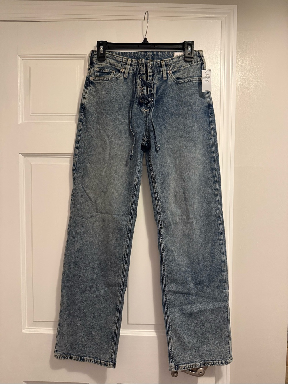 GAP Light Blue Straight Leg Jeans with Lace-Up Front